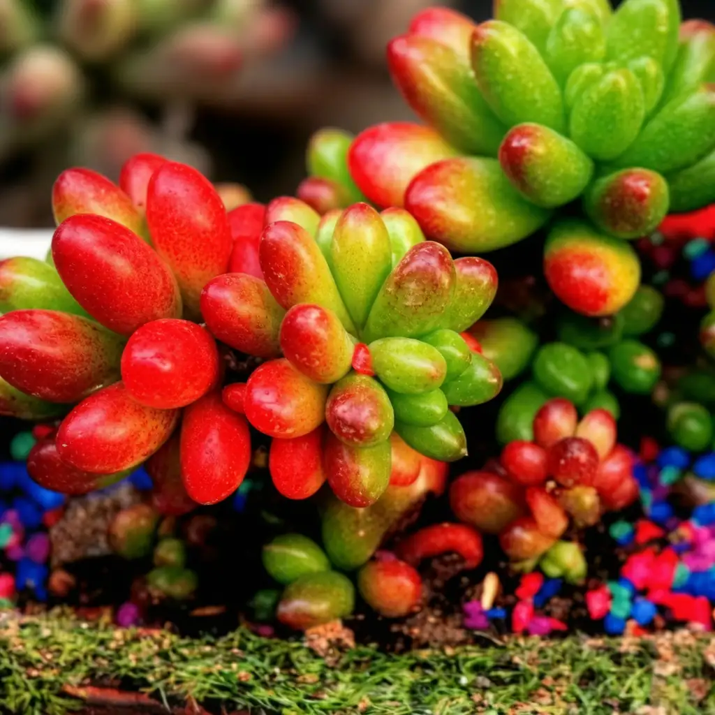 Jelly-Bean-Pflanze (Sedum rubrotinctum) — Nahaufnahme