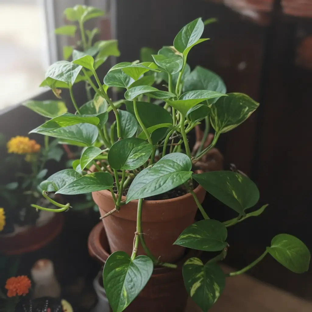 Golden Pothos (Epipremnum aureum) — close-up