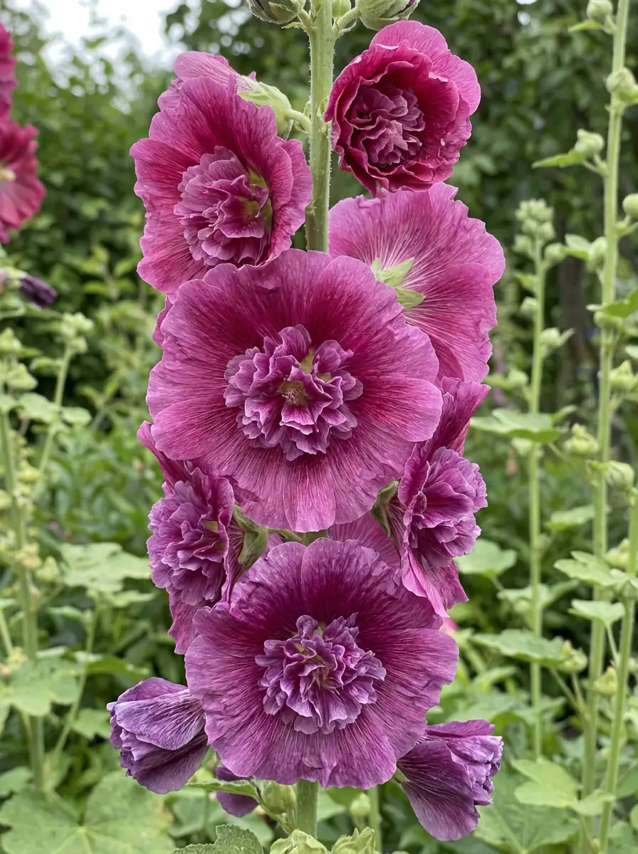 Hollyhock (Alcea rosea) — in setting