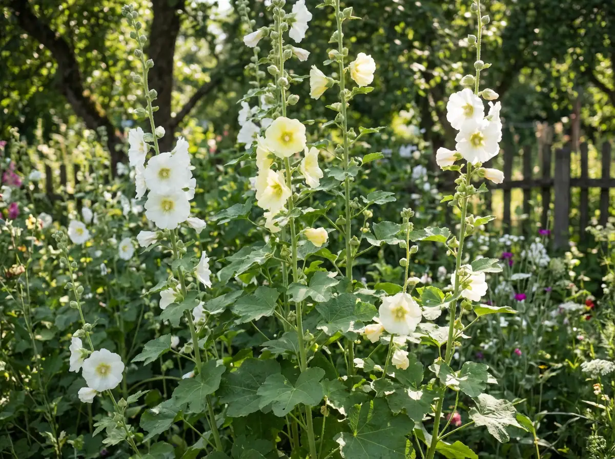 Hollyhock (Alcea rosea) — close-up