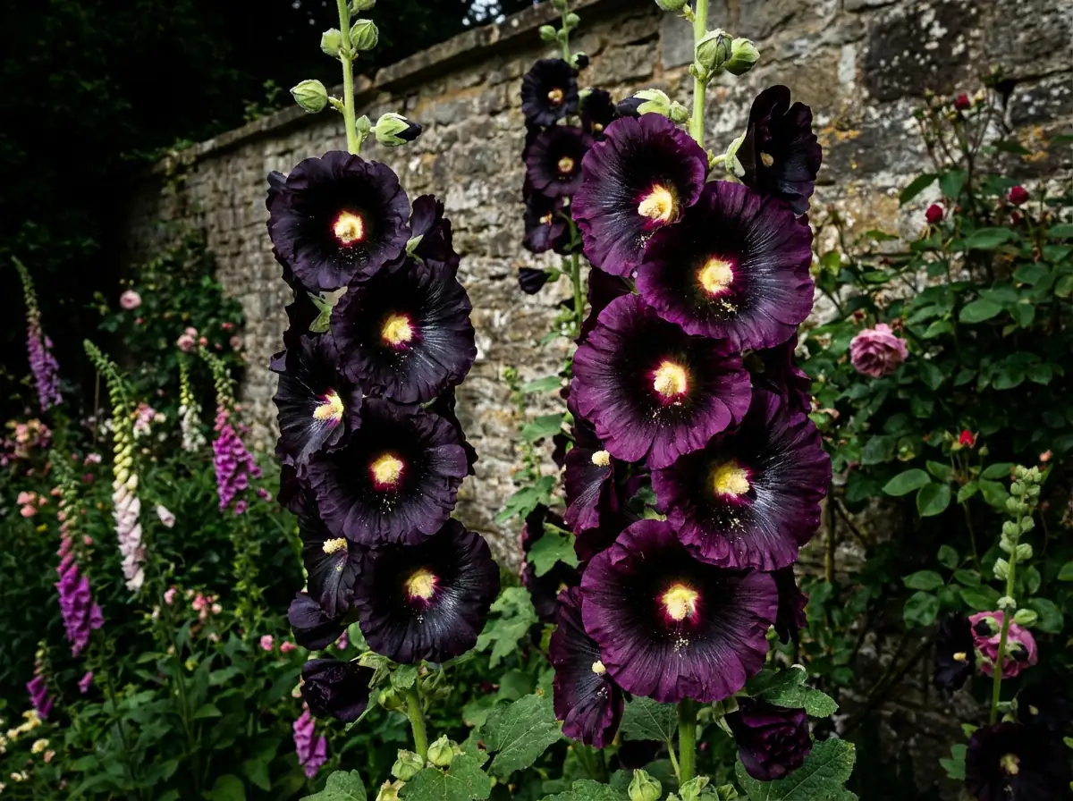 Hollyhock (Alcea rosea) — detail