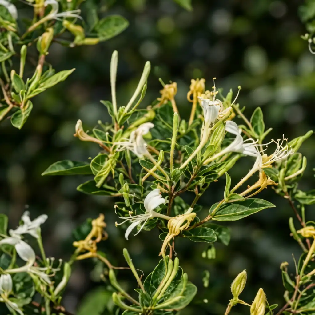 金银花 (Lonicera japonica) — 细节
