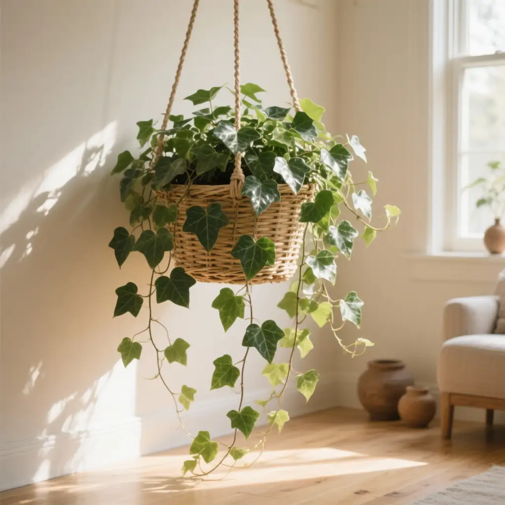 English ivy in hanging basket