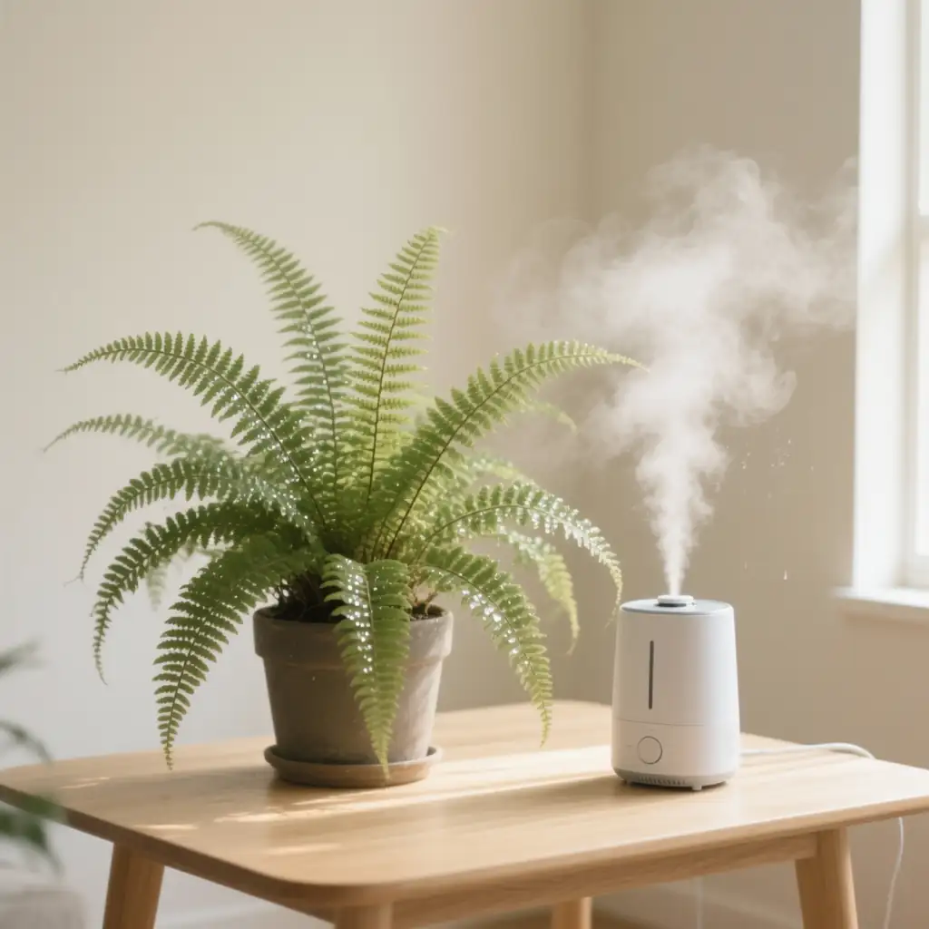humidifier near maidenhair fern