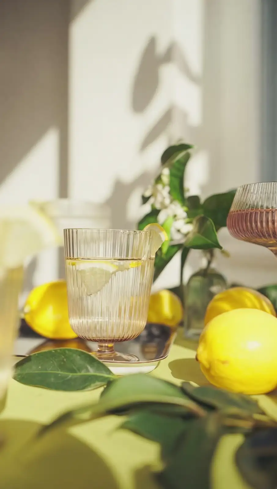 rosemary lemonade in glass