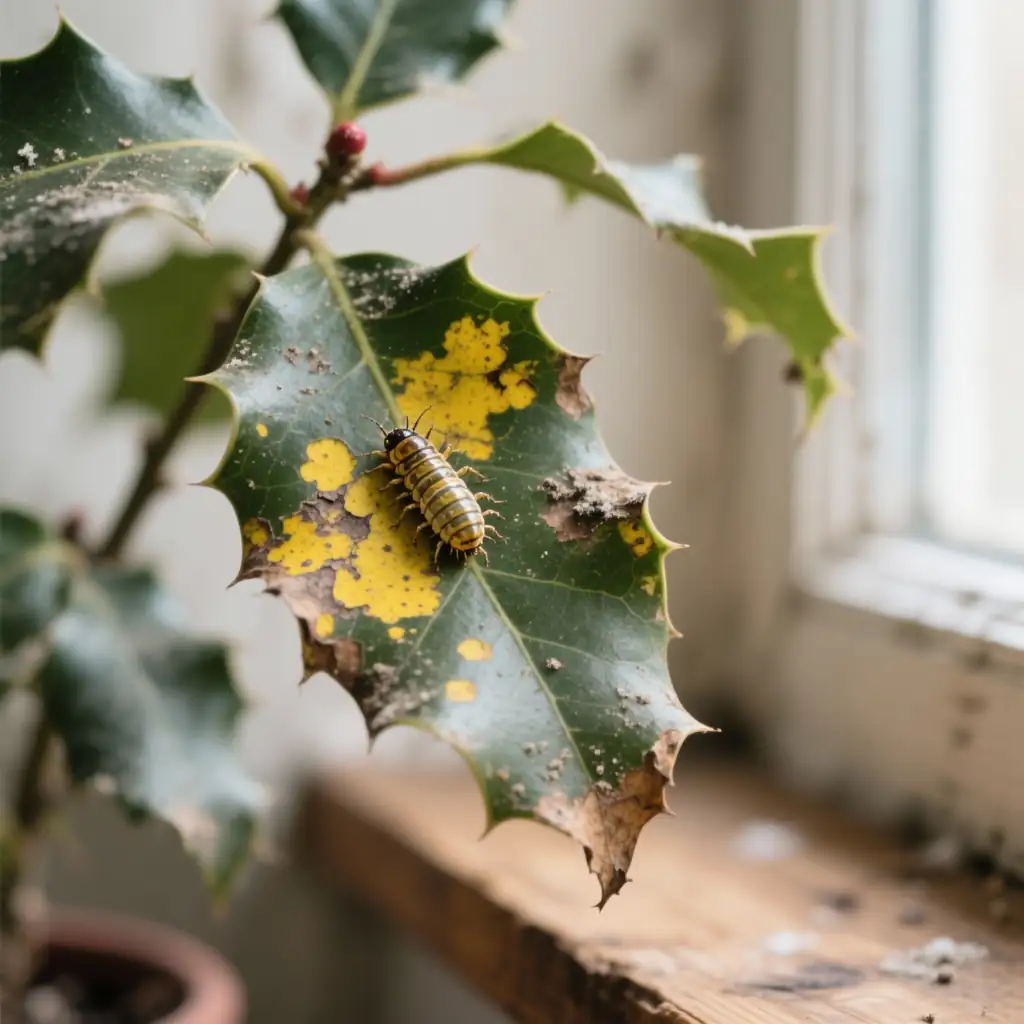 boxwood leafminer damage close-up
