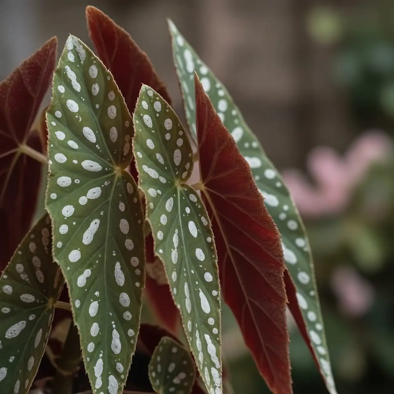 polka dot begonia close-up leaves