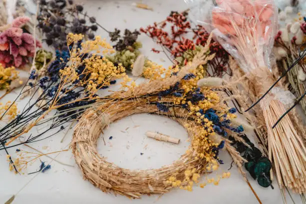 dried yarrow wreath