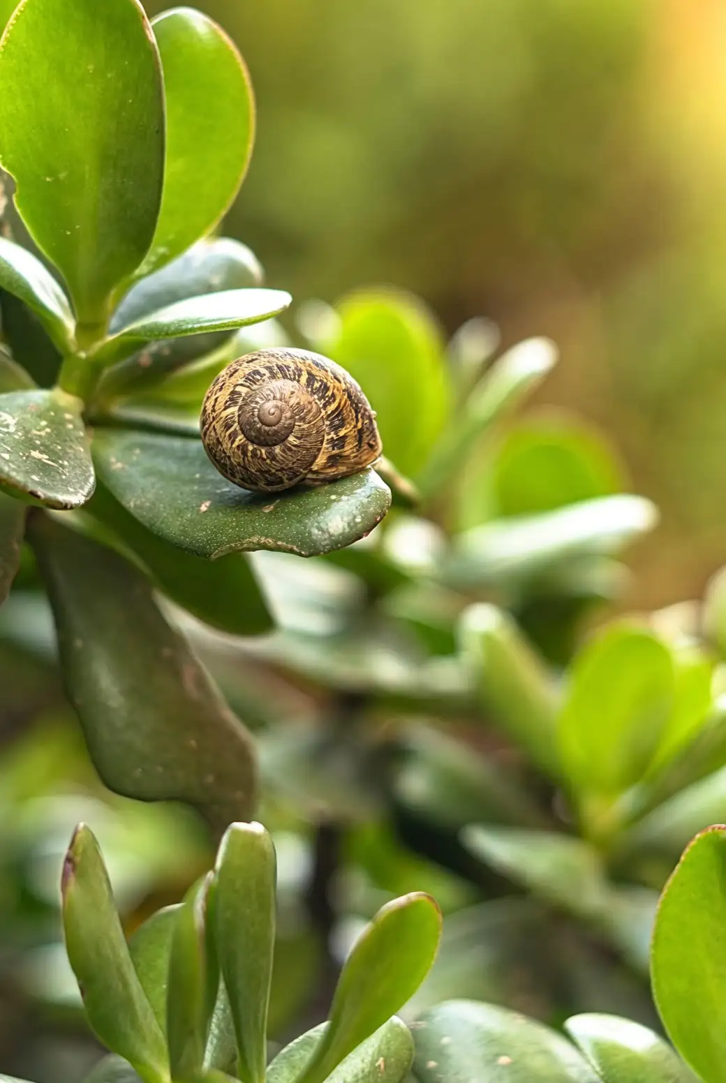 snail on basil leaf