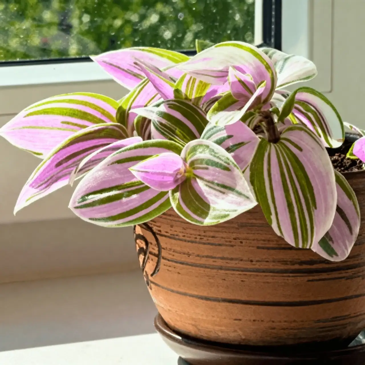 Tradescantia pallida in bright window