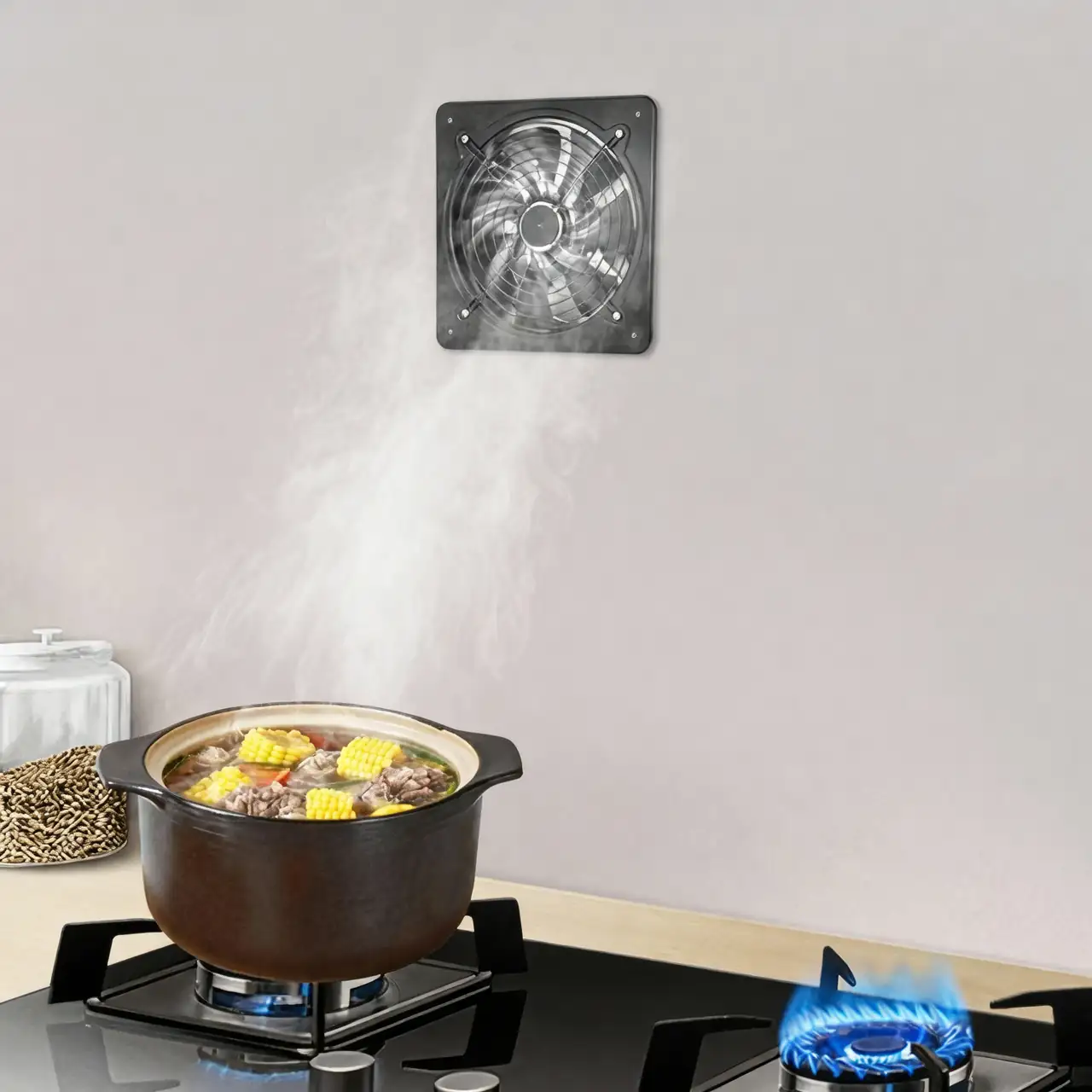 kitchen exhaust fan in use