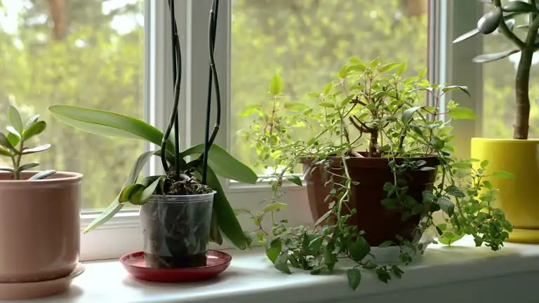 open window indoor plants breeze