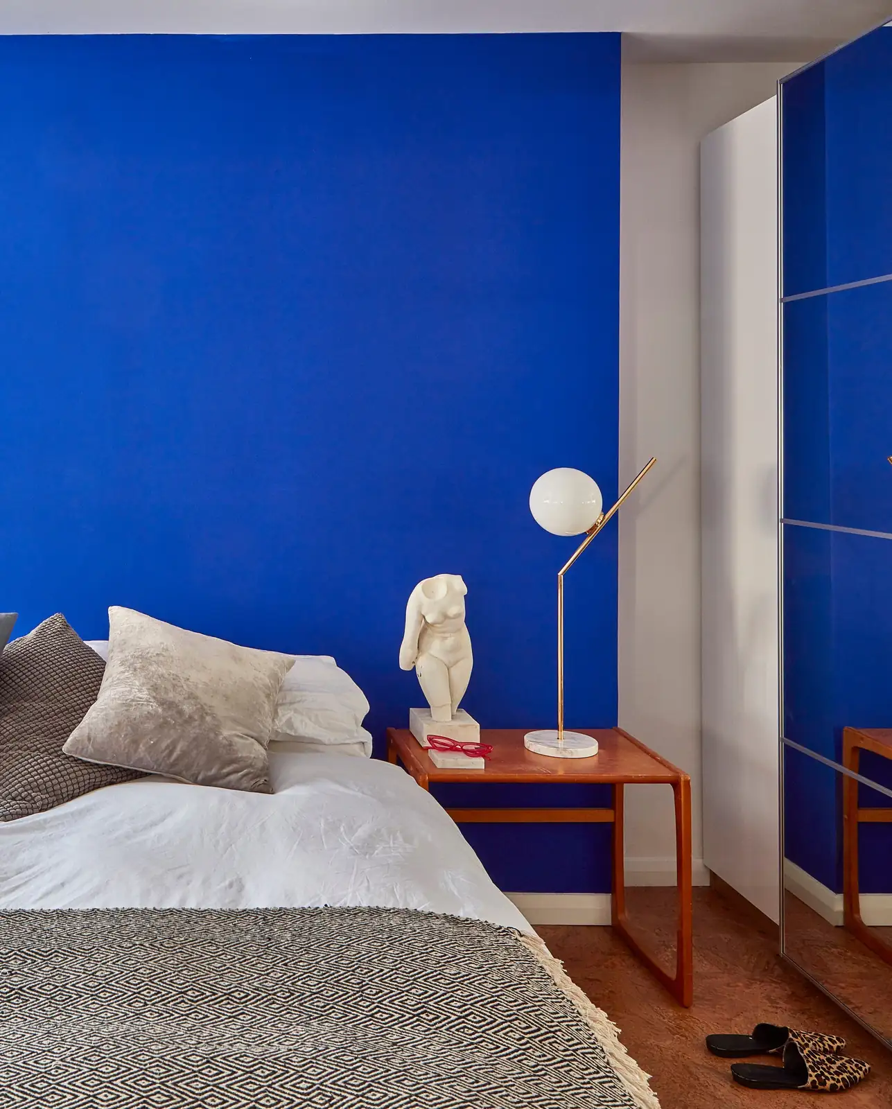 cornflower blue feature wall