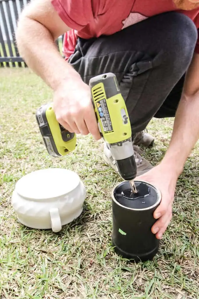 drilling drainage holes in pot