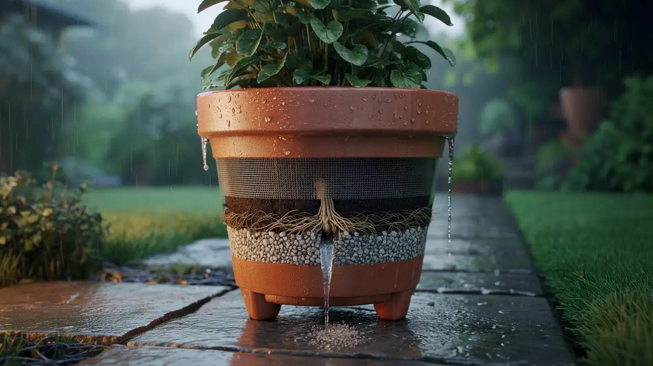 gravel layer in plant pot