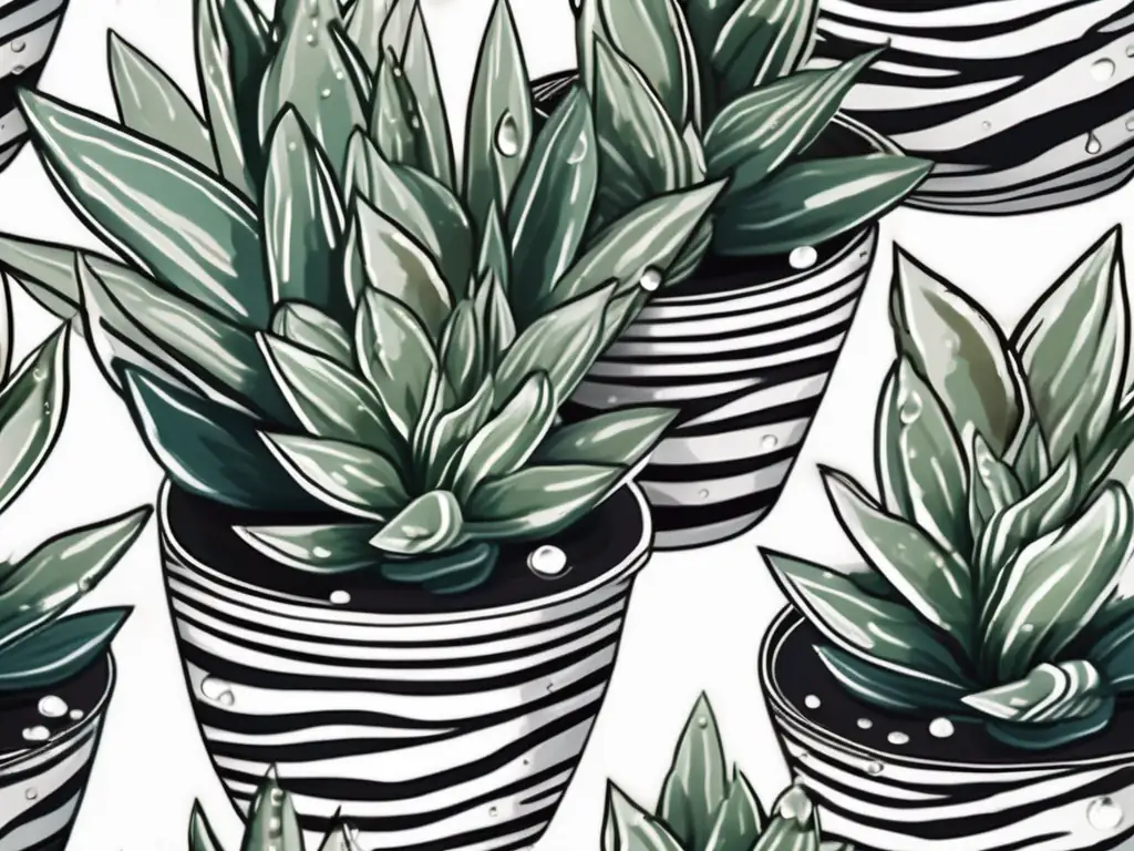 watering zebra haworthia hands