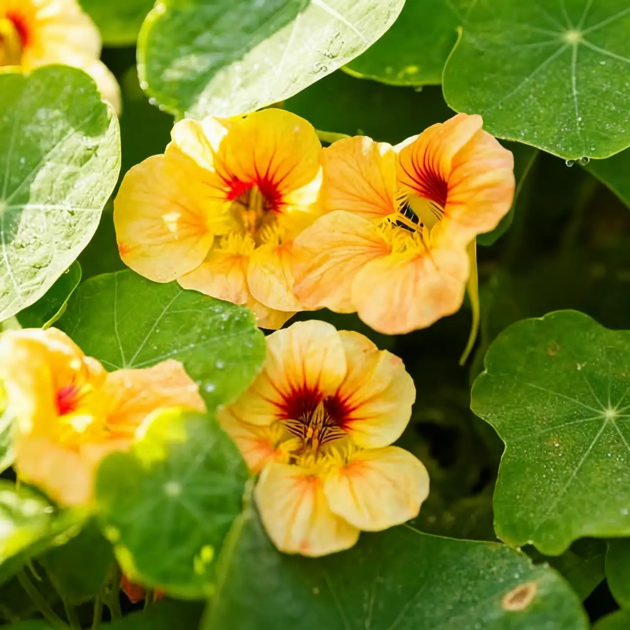 nasturtium pollination close-up