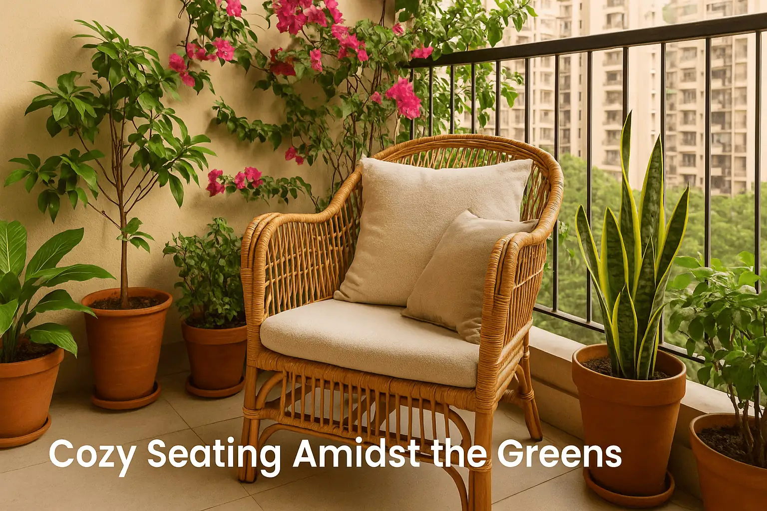 cozy balcony garden setup