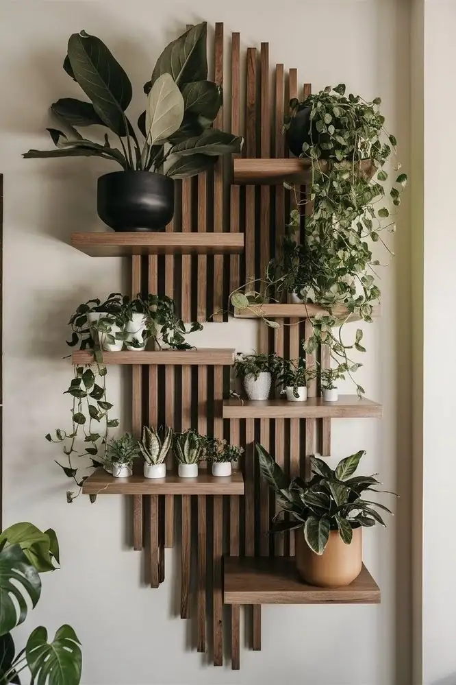 wall-mounted plant shelves