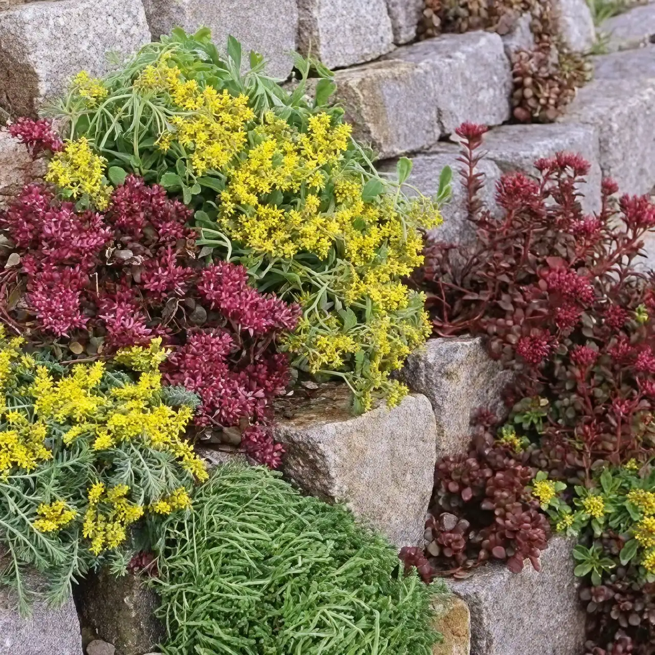 sedum in rock garden