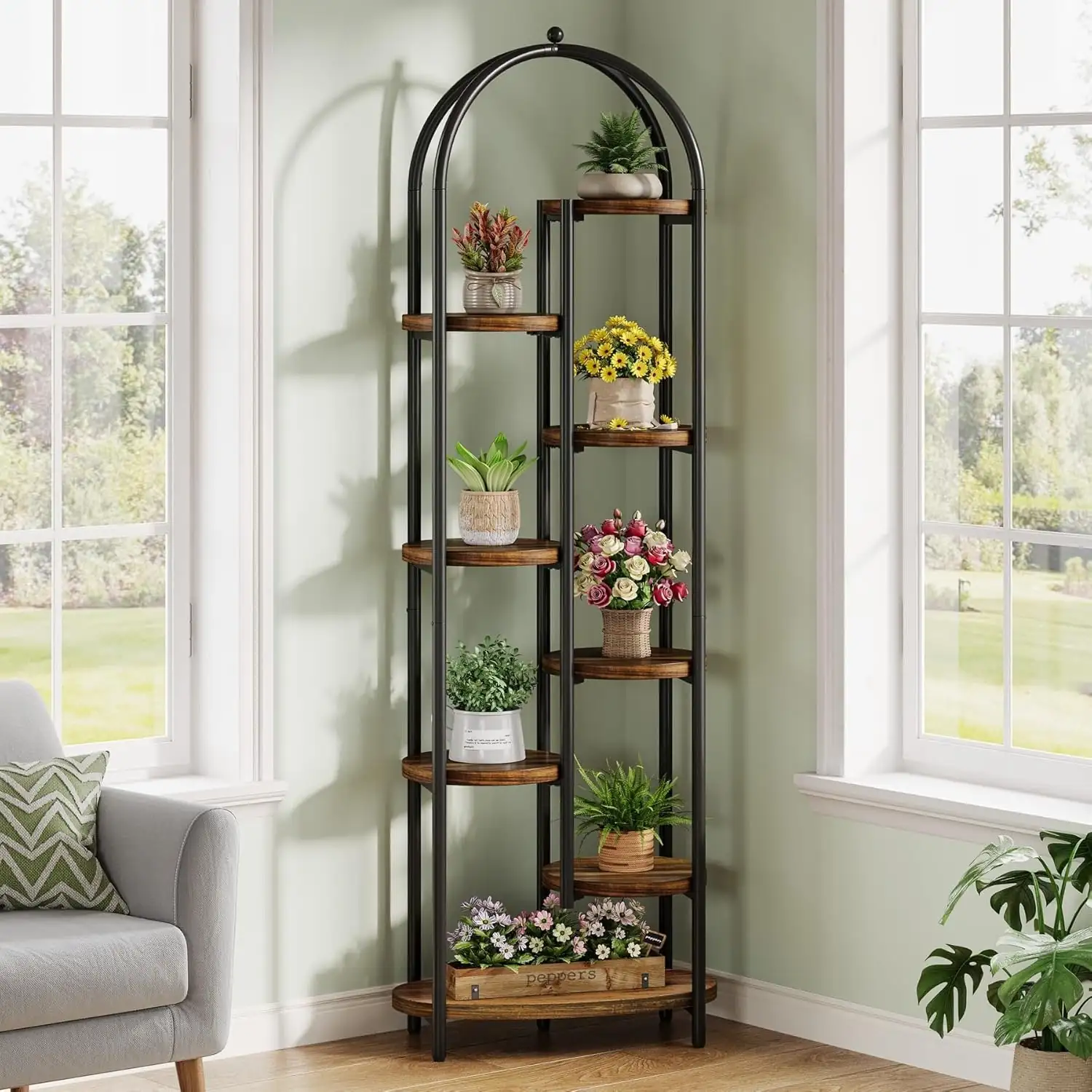 indoor plant shelf high placement