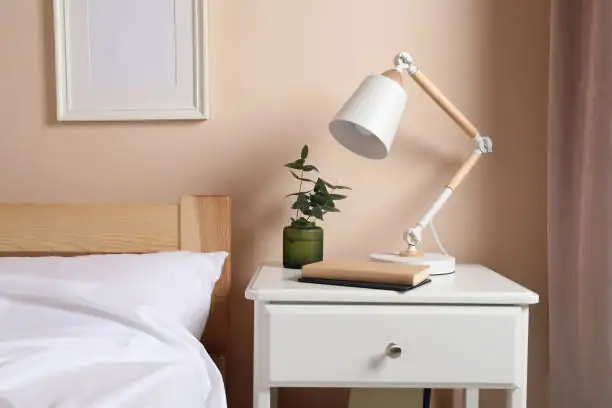 snake plant on bedroom nightstand