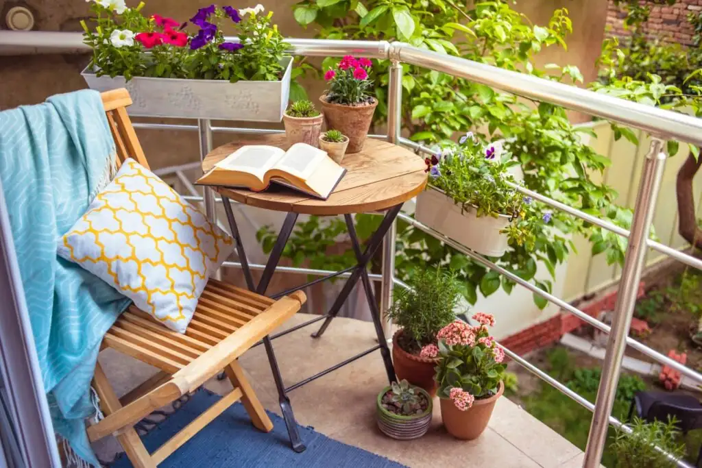 balcony potted plants setup