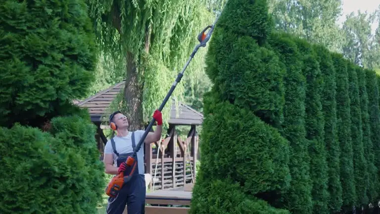 battery-powered hedge trimmer