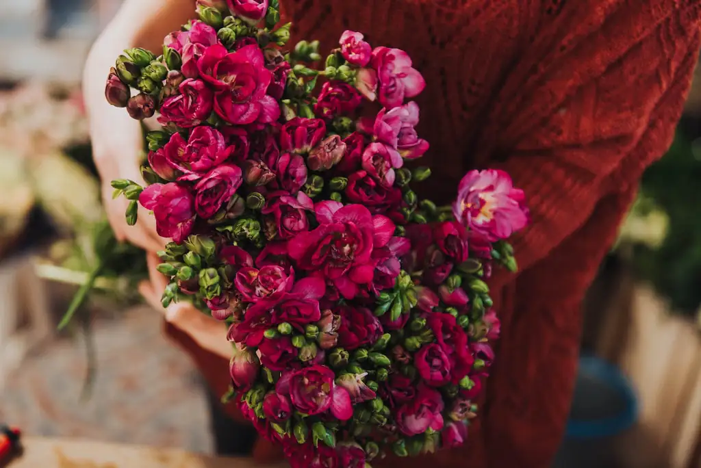 Victorian era bouquet with begonias