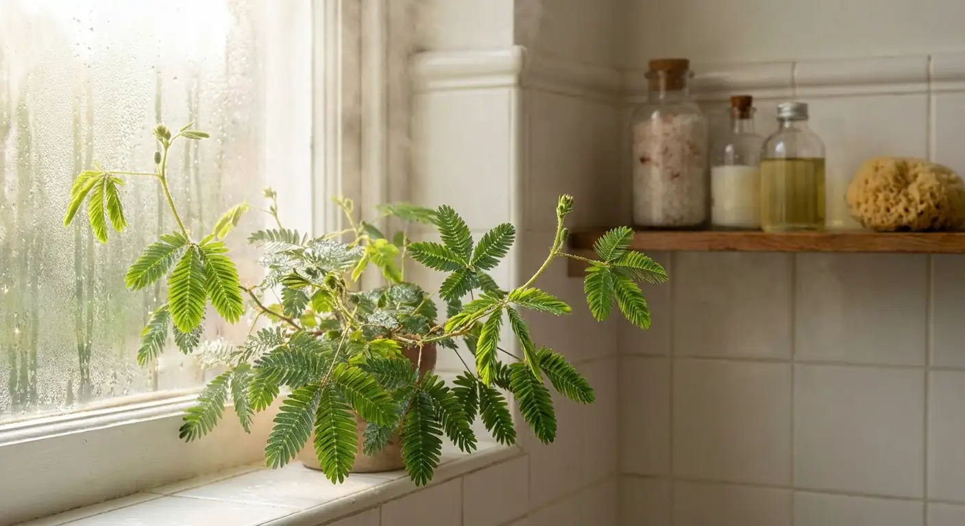 mimosa pudica in humid bathroom