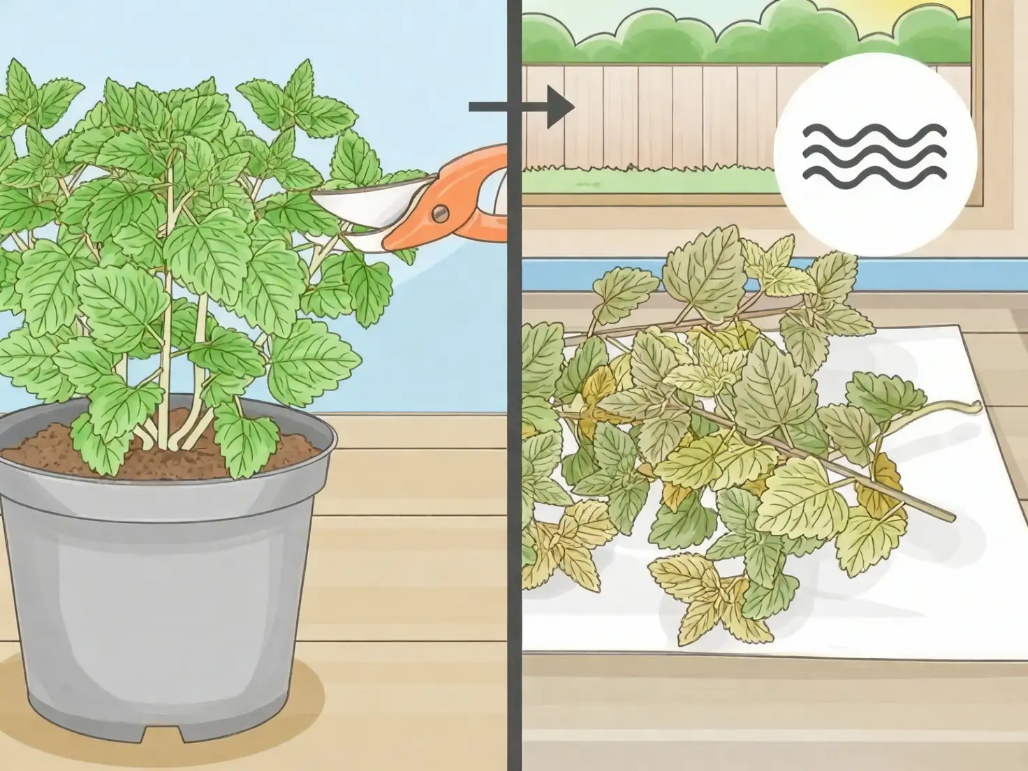 harvesting catnip leaves