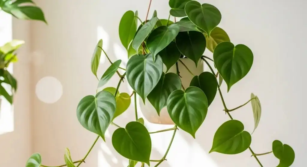 philodendron heart-shaped leaves close-up