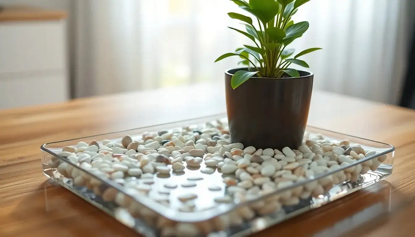 indoor plant humidity tray setup
