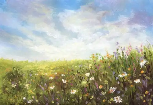 historical illustration cornflower field