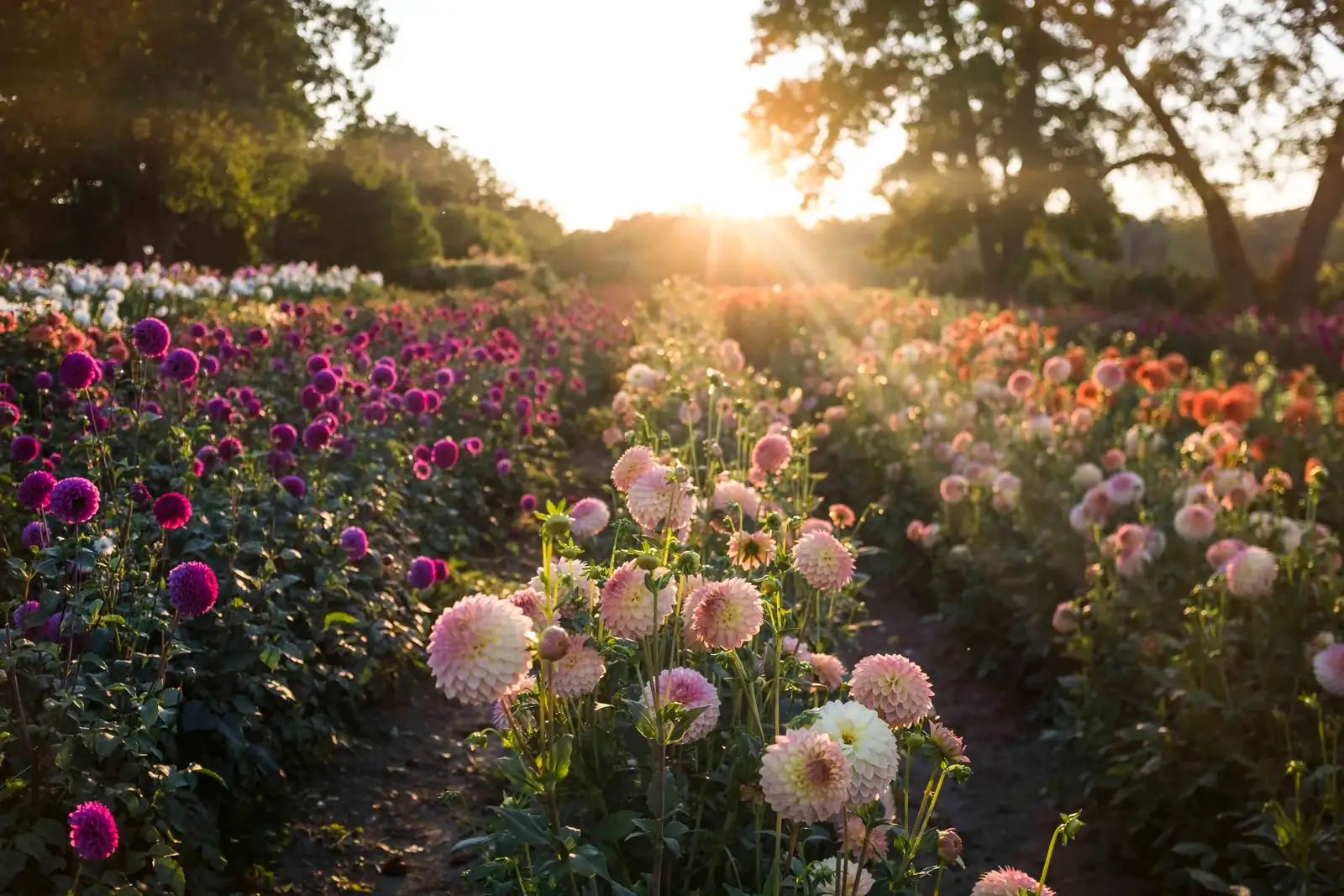 dahlia varieties in sunlight