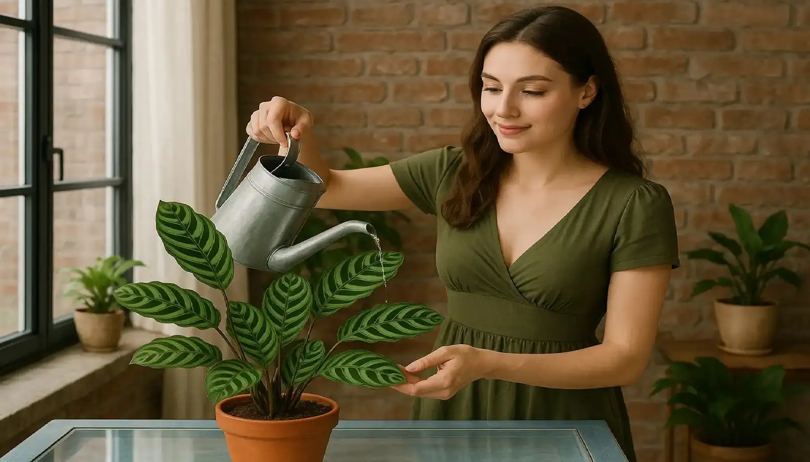 watering peacock plant with distilled water