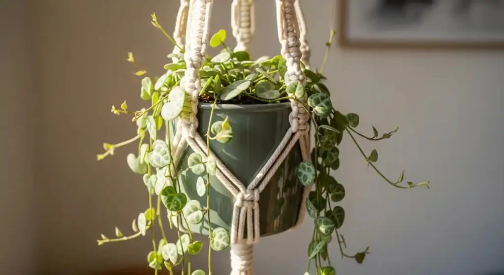 string of hearts macrame hanger