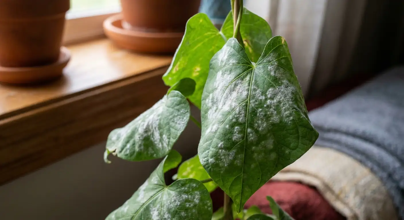 powdery mildew on morning glory leaves