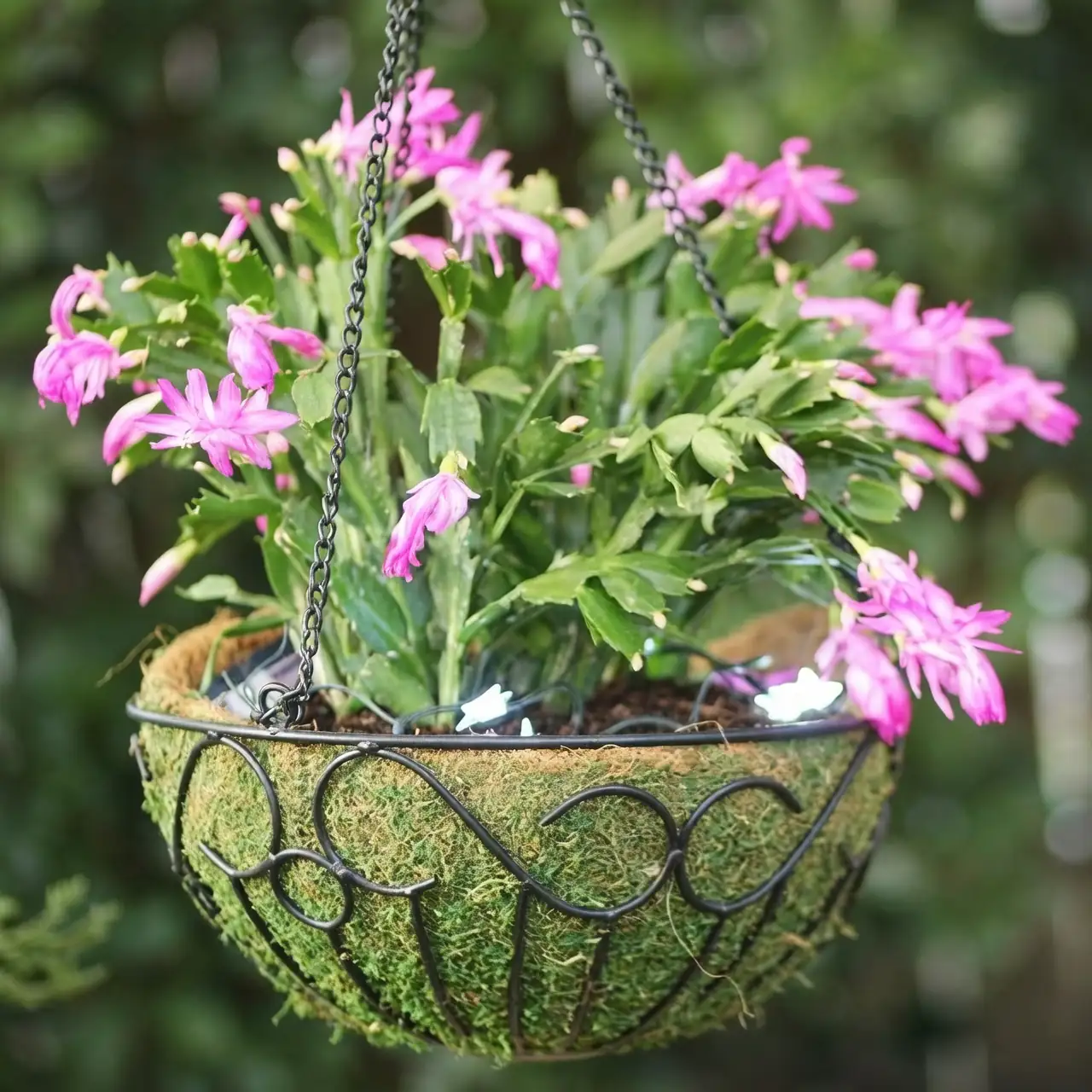 Christmas cactus hanging basket
