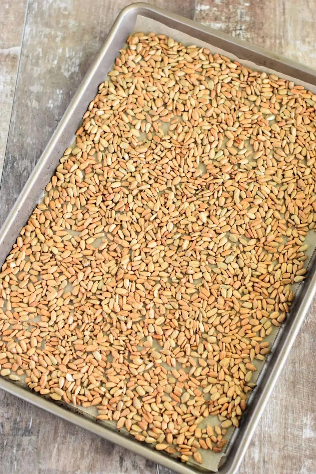 sunflower seeds roasting baking tray