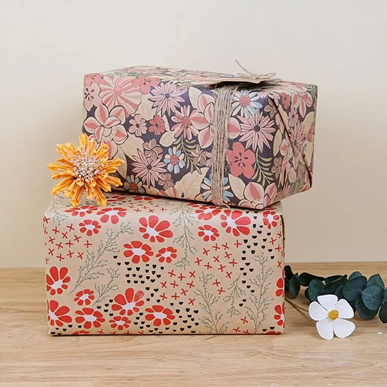 cyclamen gift wrap kraft paper