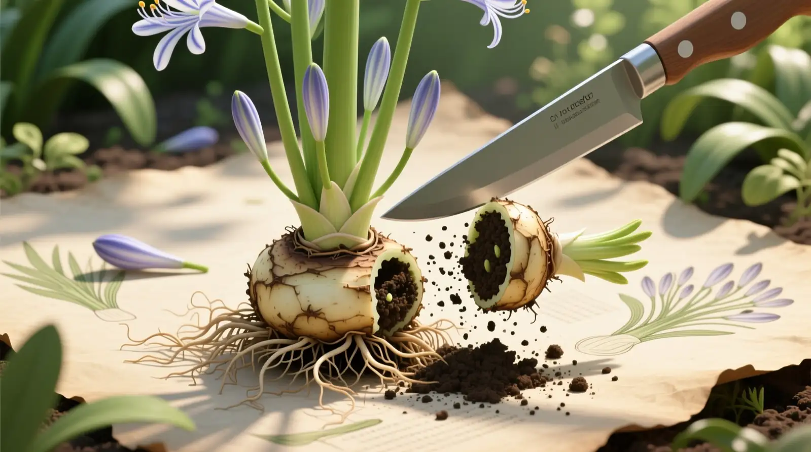 agapanthus division tools alcohol spray