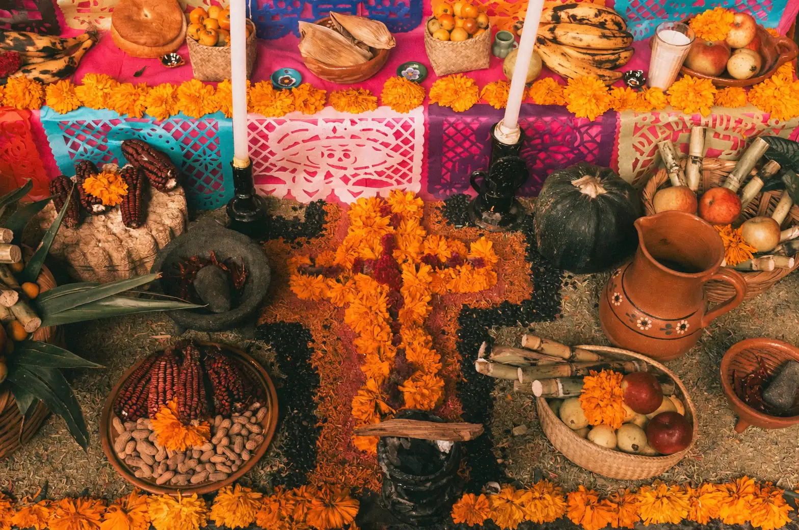 African marigold Day of the Dead altar