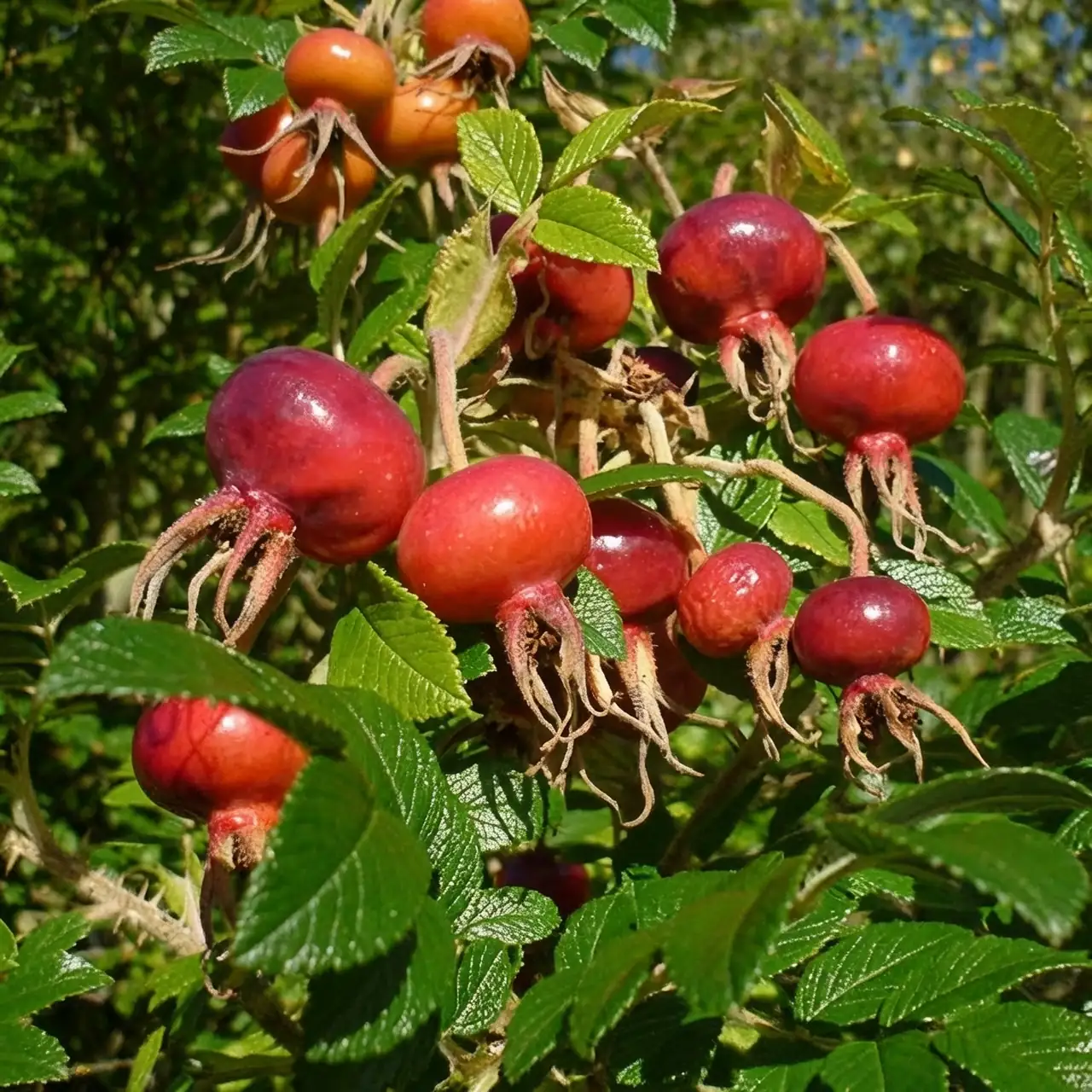 rugosa rose hips in bowl