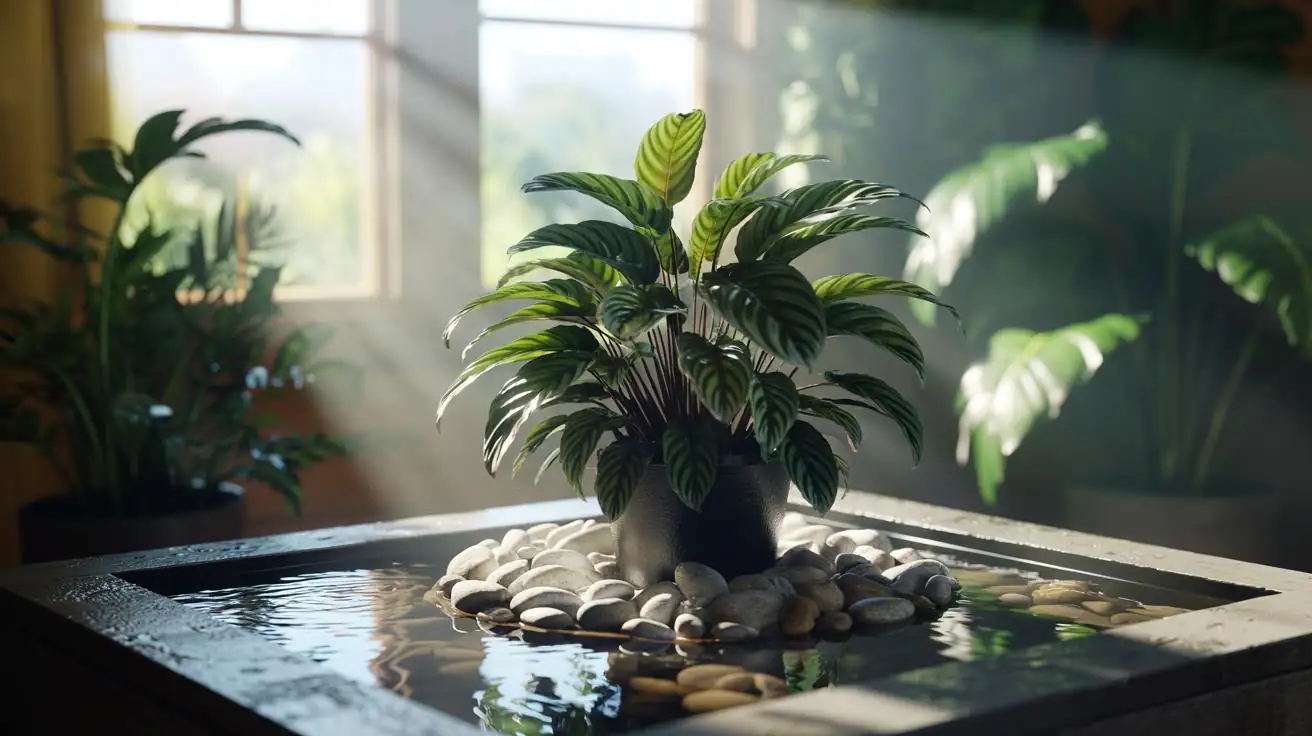 croton on pebble tray humidity