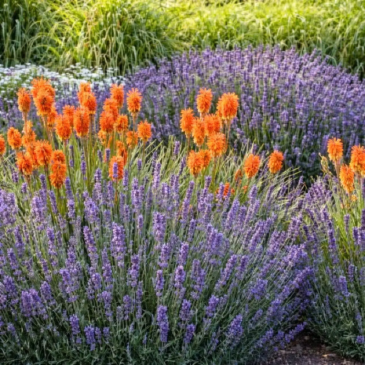 apricot kniphofia with salvia caradonna