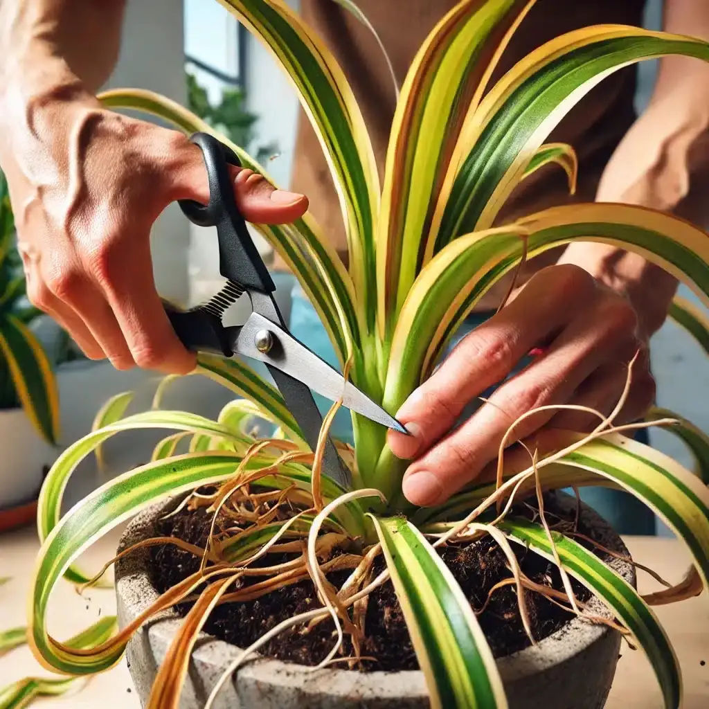 spider plant leaf scorch close-up