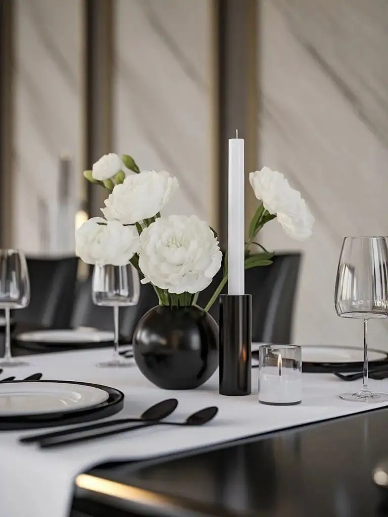 paperwhite low centerpiece dining table