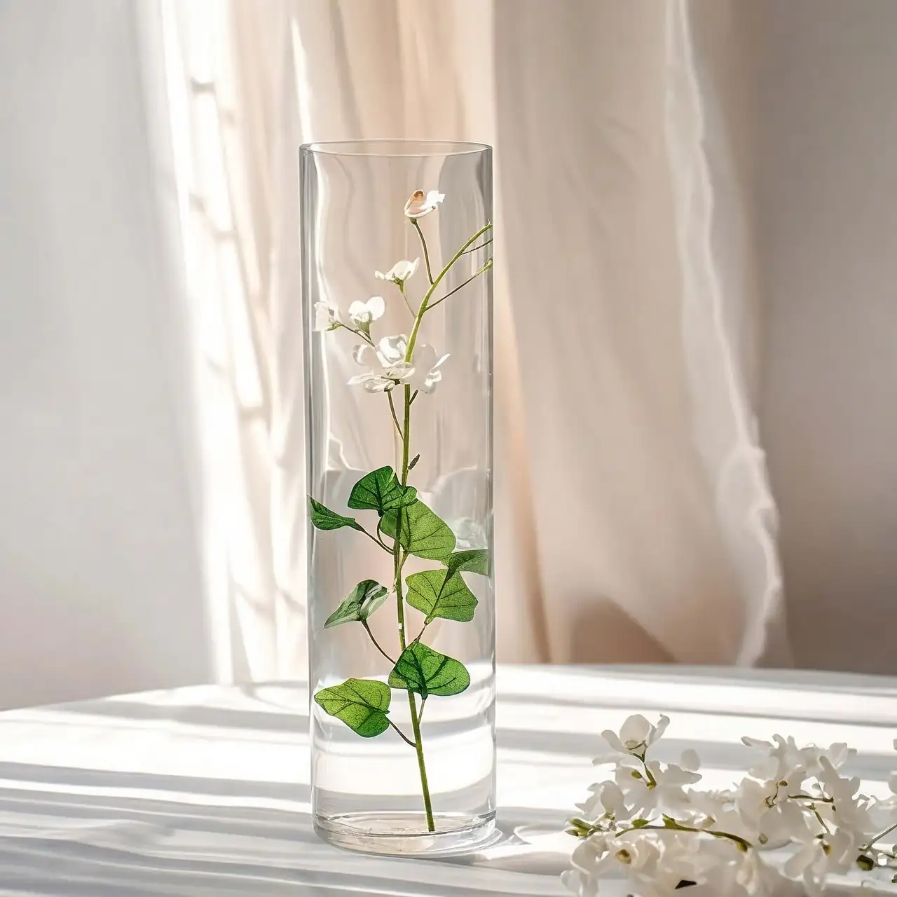 paperwhite tall glass cylinder vase