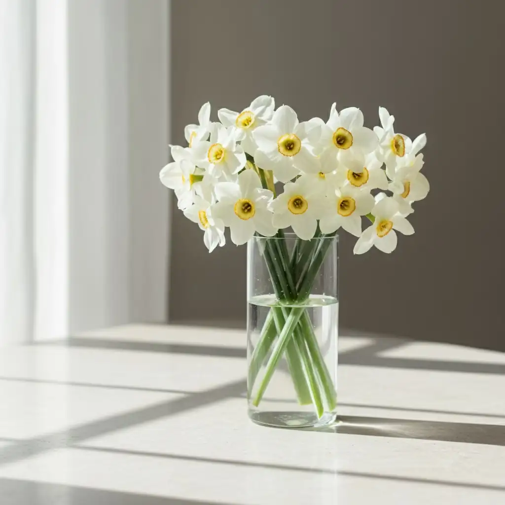 paperwhite narcissus roses mixed arrangement